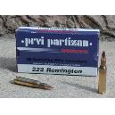 Cartouches Partizan Cal. .222 Remington 55-Grs FMJ